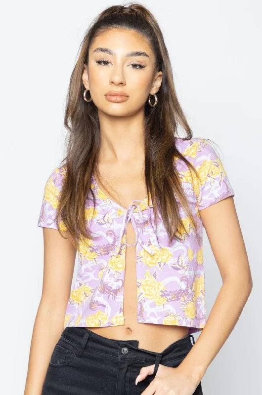 Scorpion Vines Tie Front Top Purple