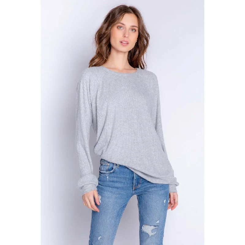 Textured Lounge Basic Long Sleeve Top