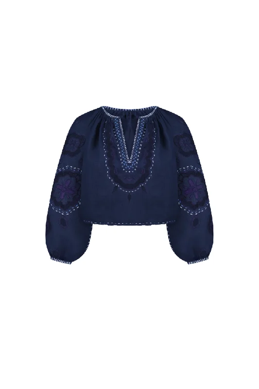 My Sleeping Gypsy Merezhivo Blouse in Navy Blue - ByAdushka