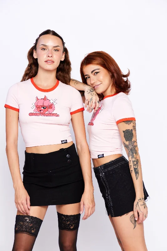 Emo Girl Crop Tee Pink