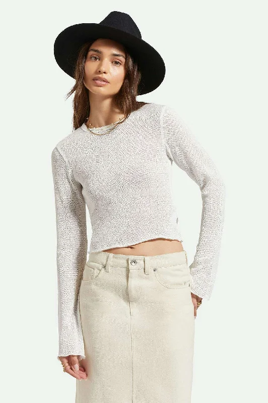 Sheer L/S Knit Top - Off White