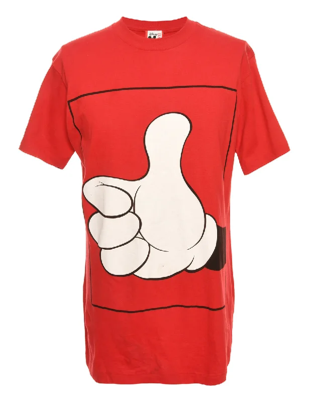 Red Disney Mickey Mouse Printed T-shirt - M