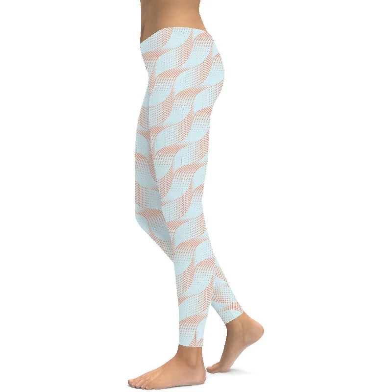 Light Blue & Apricot Wave Leggings