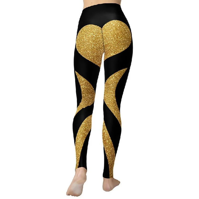 Gold Heart Shaped Yoga Leggings