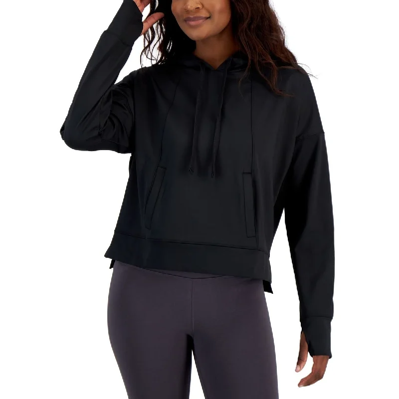 Ideology Women's Relaxed Solid Techy Hoodie Black Size X-Small - XS