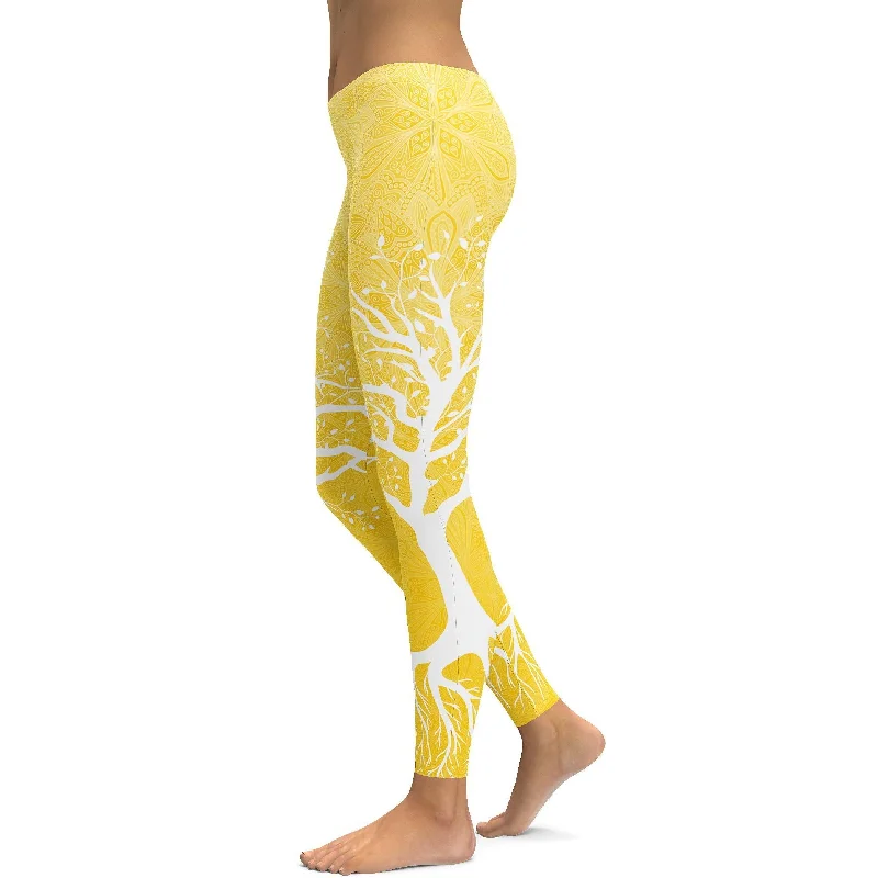 Yellow Tree of Life Leggings