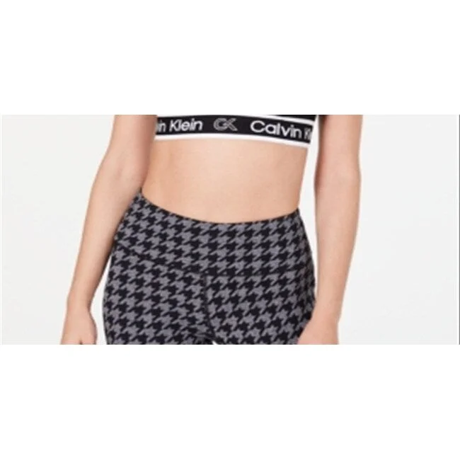 Calvin Klein Women's Performance Houndstooth Cross Back Sports Bra Black Size 2Xl