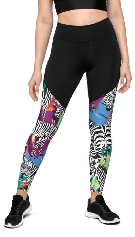 Colorful Zebra Compression Leggings