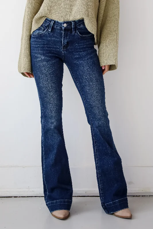 Julia Dark Wash Mid-Rise Flare Jeans