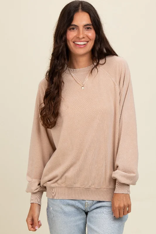 Light Taupe Vintage Wash Relaxed Fit Sweatshirt