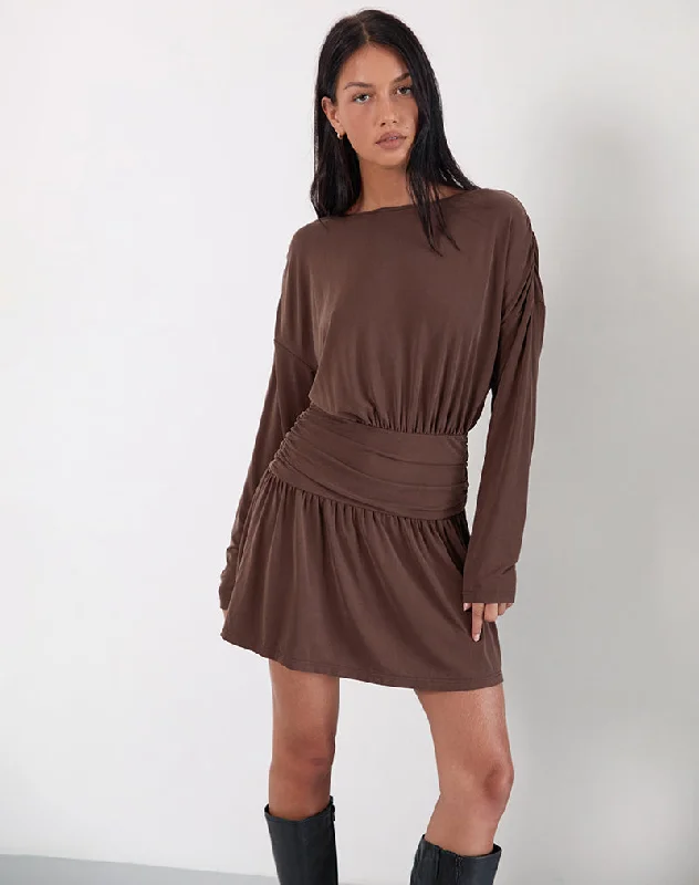 Sanuli Mini Dress In Bitter Chocolate