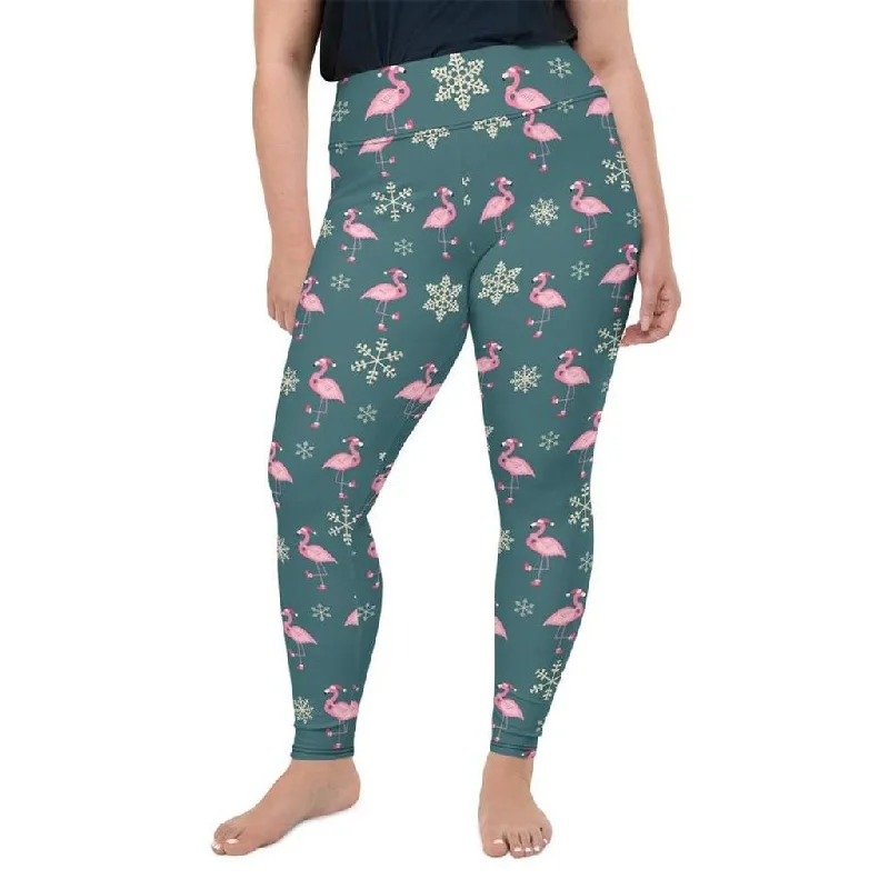 Festive Flamingos Plus Size Leggings