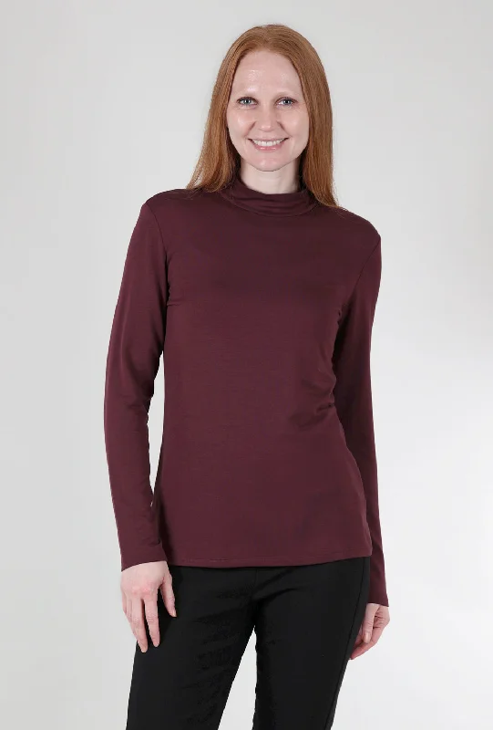 Essential Jersey Mock Neck, Burgundy