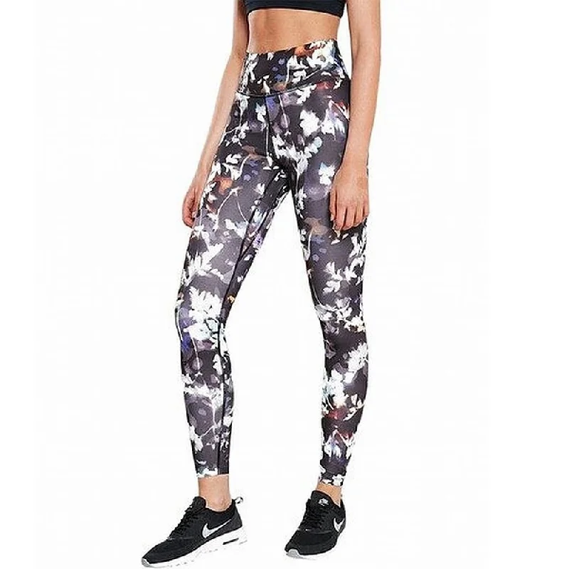 Nike Women's Printed Washed Floral Tights Black Size Extra Small - XS