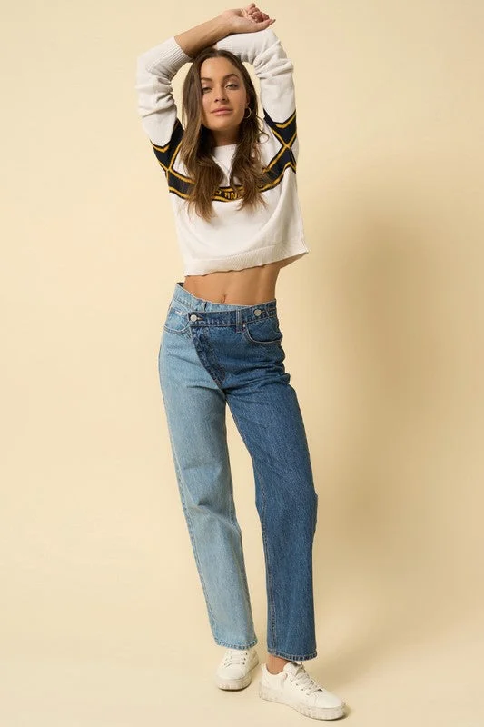 HIGH WAISTED CROSSOVER STRAIGHT JEANS *Online Only*