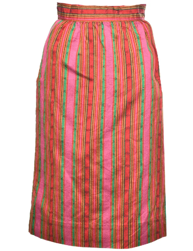 Striped Pattern Pencil Skirt - XS