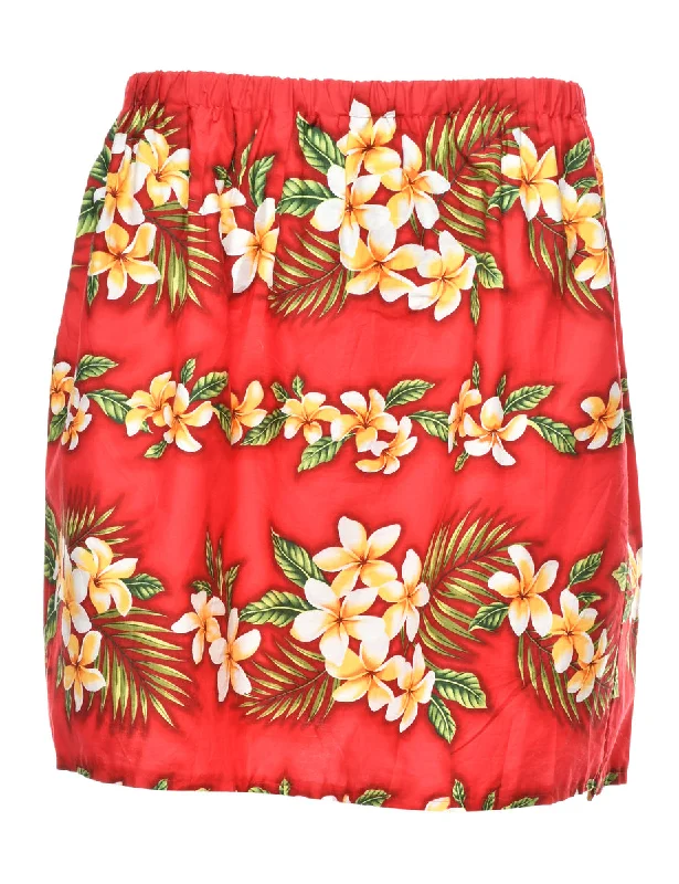 Hawaiian Print A-line Skirt - M