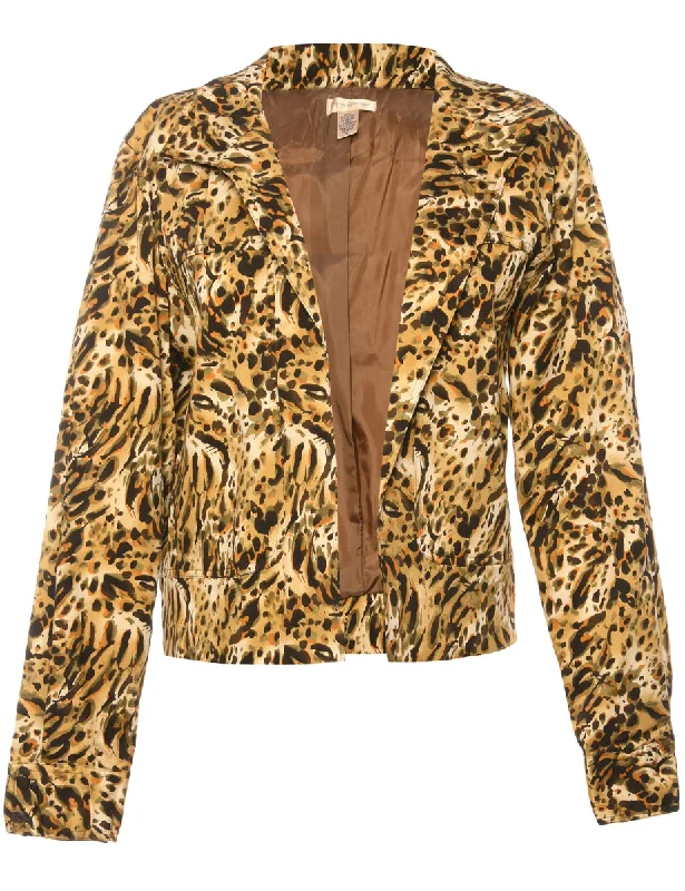 Animal Print Brown Jacket - M