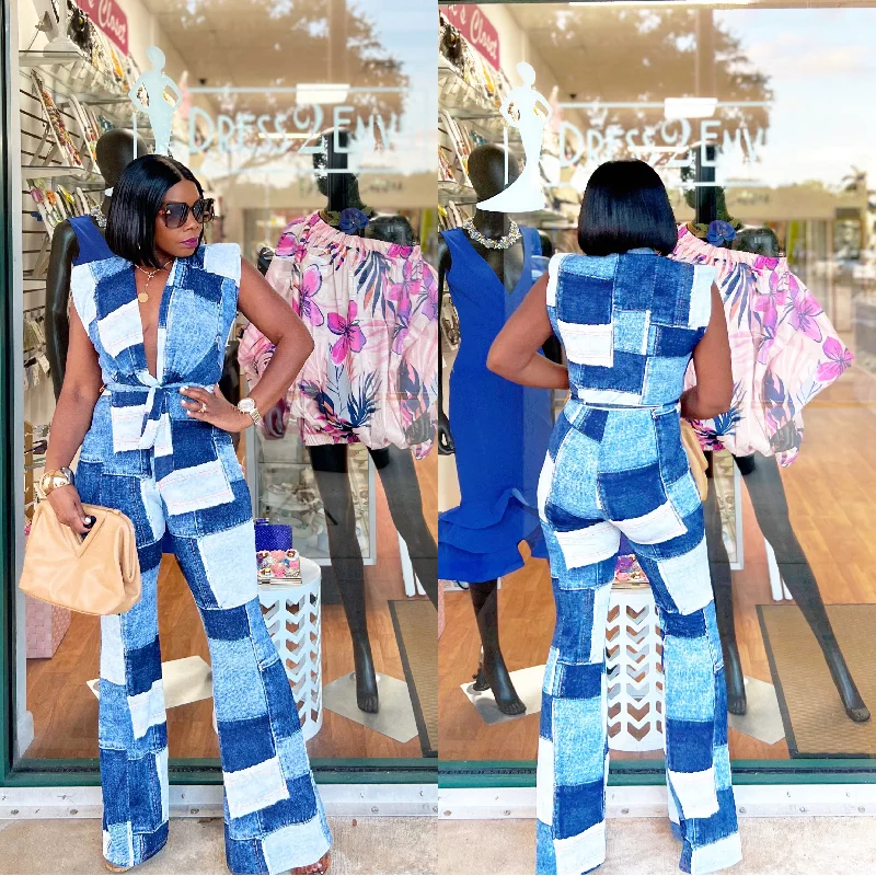 Sharia Denim Print Style Jumpsuit