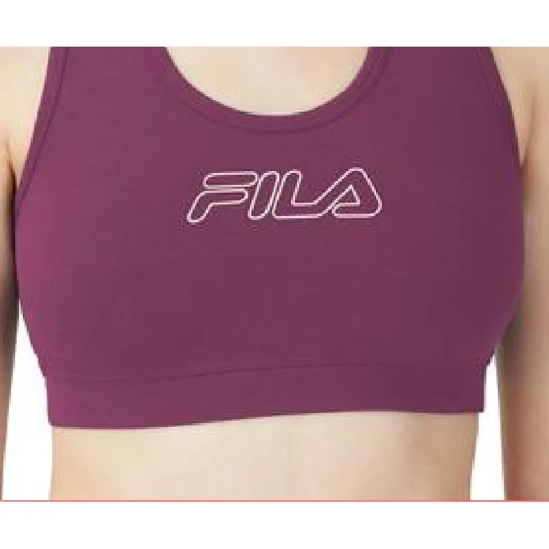 Fila Women's Bloom Logo Pullover Jersey Sports Bra Purple Size 1X