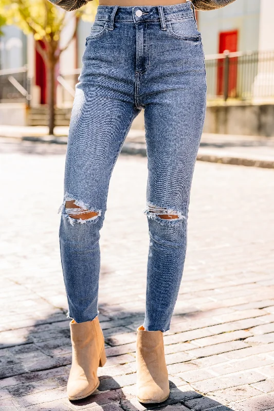 Can't Hide Medium Wash Distressed Jeans