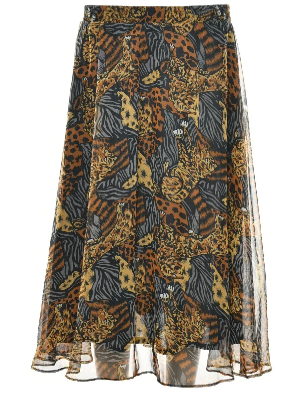 Animal Print Maxi Skirt - S