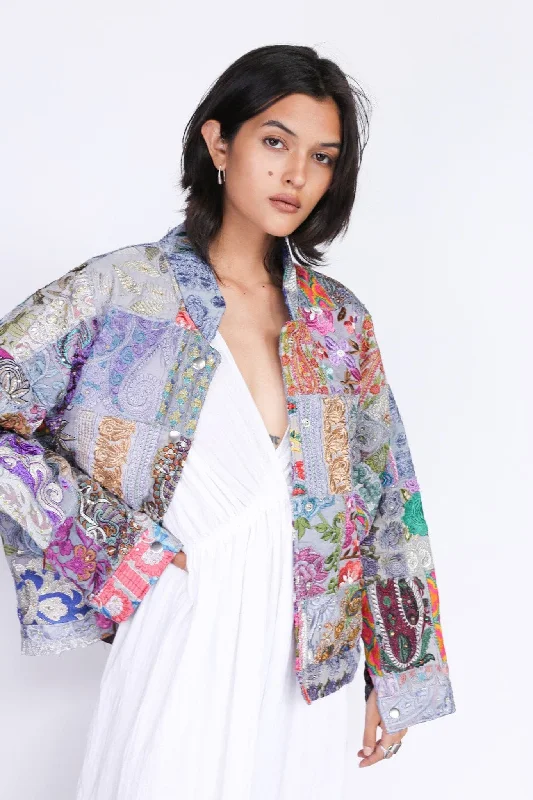 Embroidered Patchwork Bomber Jacket Serena