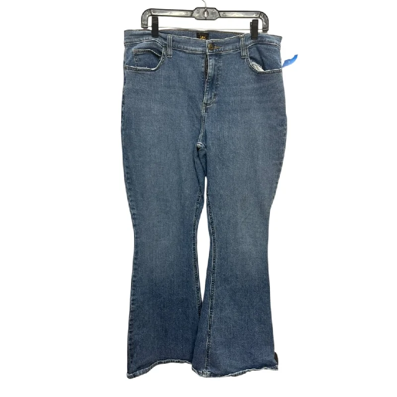 Jeans Flared By Lee In Blue Denim, Size: 16