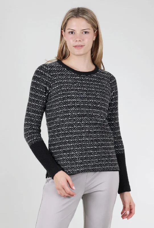 Tweedy Colorblock Sweater, Black