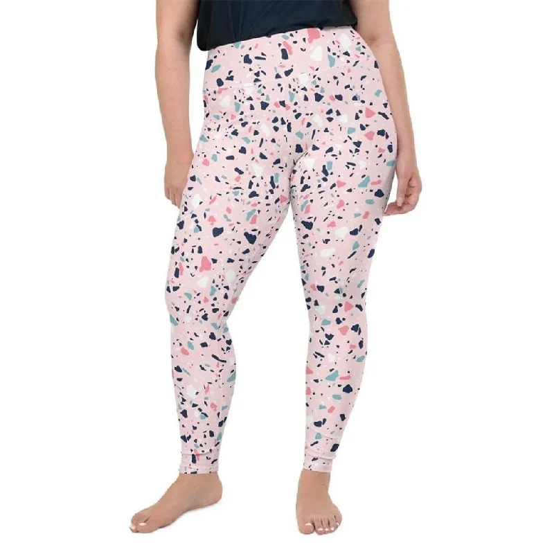 Pink Terrazzo Marble Plus Size Leggings