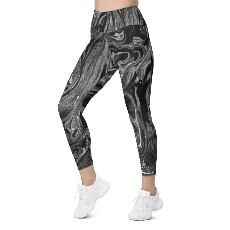 Grey Swirl Leggings with Pockets