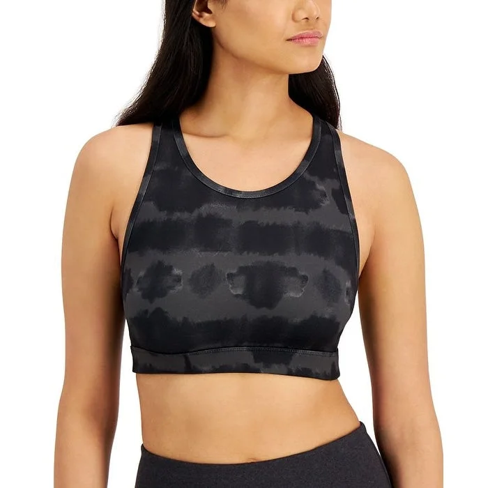 Id Ideology Women's Tie Dyed Reversible Sports Bra Black Size Medium