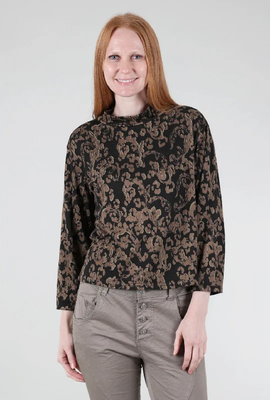 Floral Jacquard Mock Top, Saddle