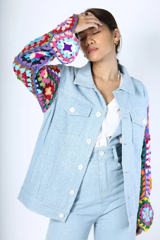 DENIM CROCHET SLEEVE JACKET NIALA