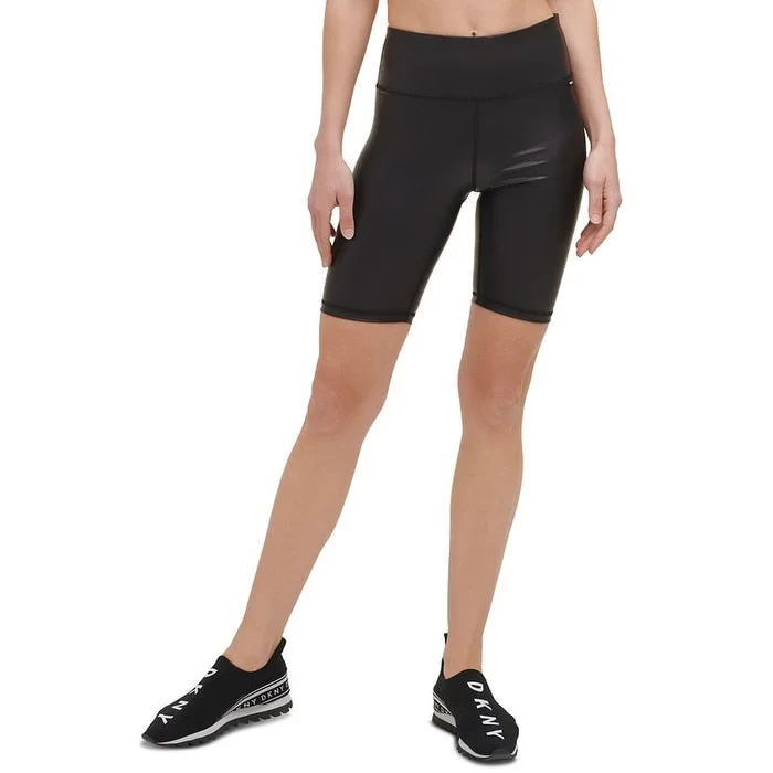 DKNY Women's Faux Leather Bike Shorts Black Size X-Small - XS