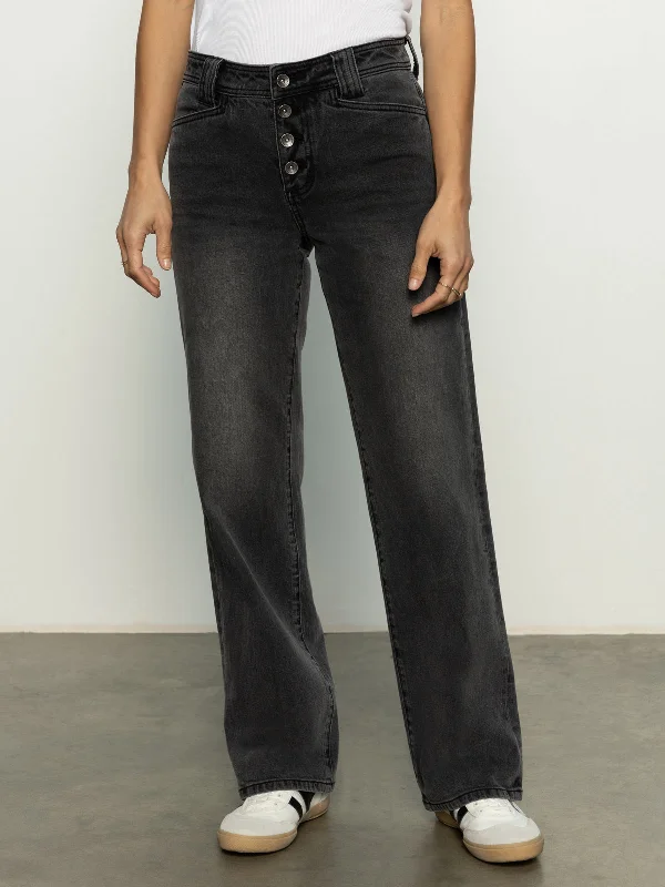 Luna Cuffed Standard Rise Jeans Dark Smoke