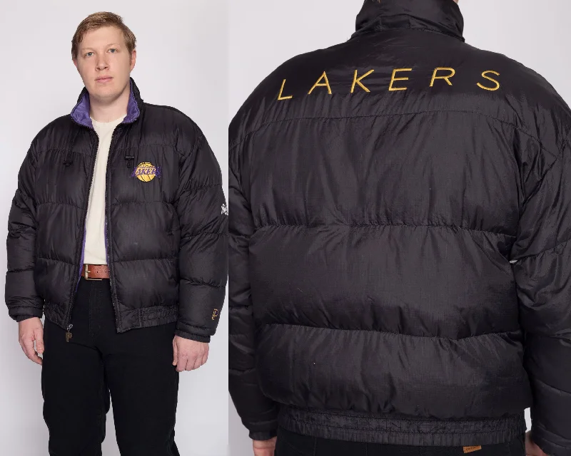 90s LA Lakers Pro Player Down Feather Puffer Jacket - Men's XL