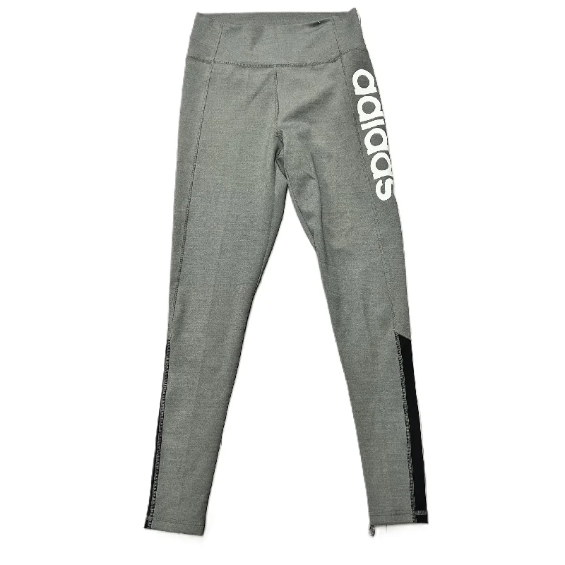 Athletic Leggings By Adidas In Grey, Size: M