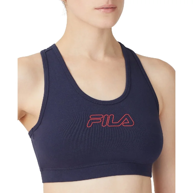 Fila Women's Bloom Logo Pullover Jersey Sports Bra Blue Size 1X