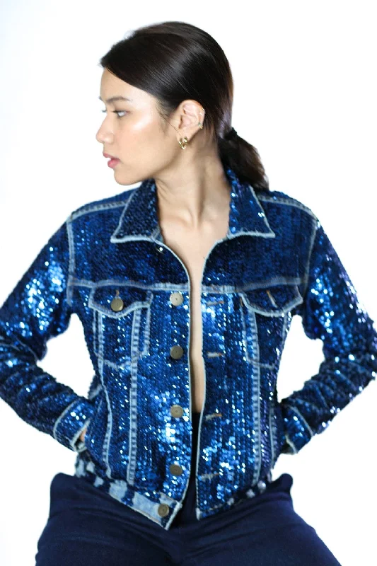 SEQUIN EMBROIDERED DENIM JACKET DEMI