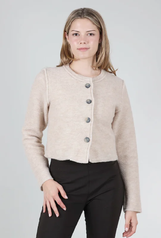 Boiled Wool Crop Asym Jacket, Moonbeam