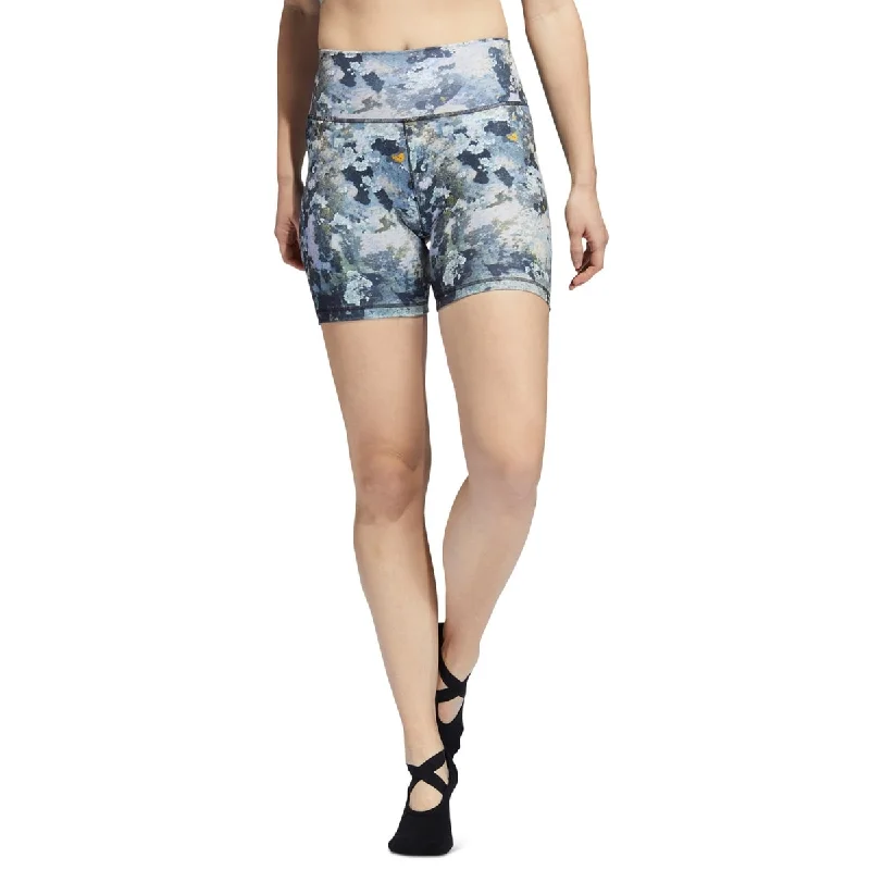 adidas Women's Yoga Studio Printed Short Tights Blue Size X-Large - XL