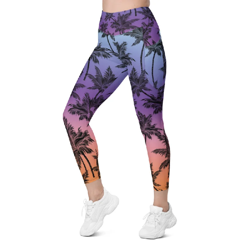 Tropical Palm Trees Leggings with Pockets