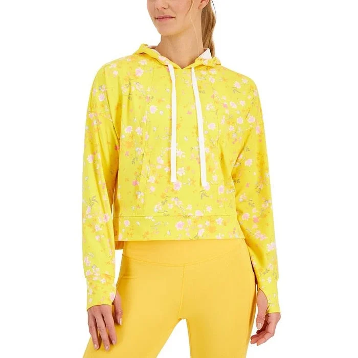 ID Ideology Women's Relaxed Pansy Techy Hoodie Yellow Size XX-Large - XXL