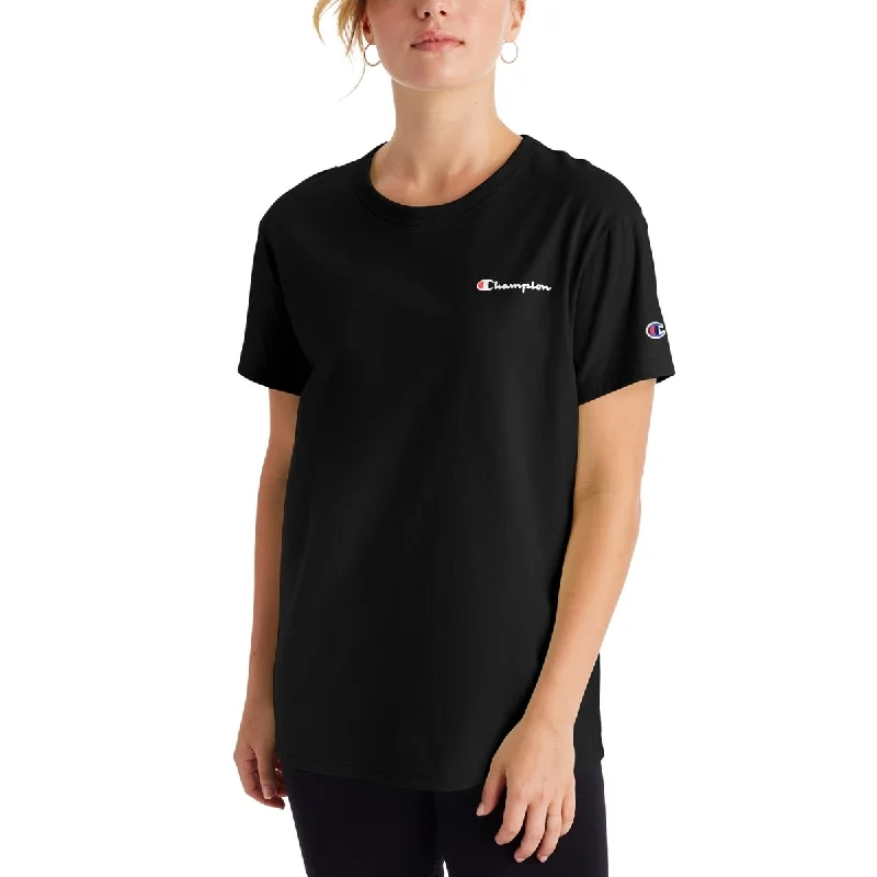 Champion Women's Cotton Logo Boyfriend T-Shirt Black Size X Small - XS