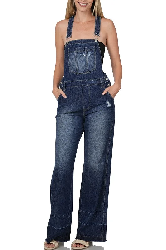 Zenana Distressed Bib Overalls