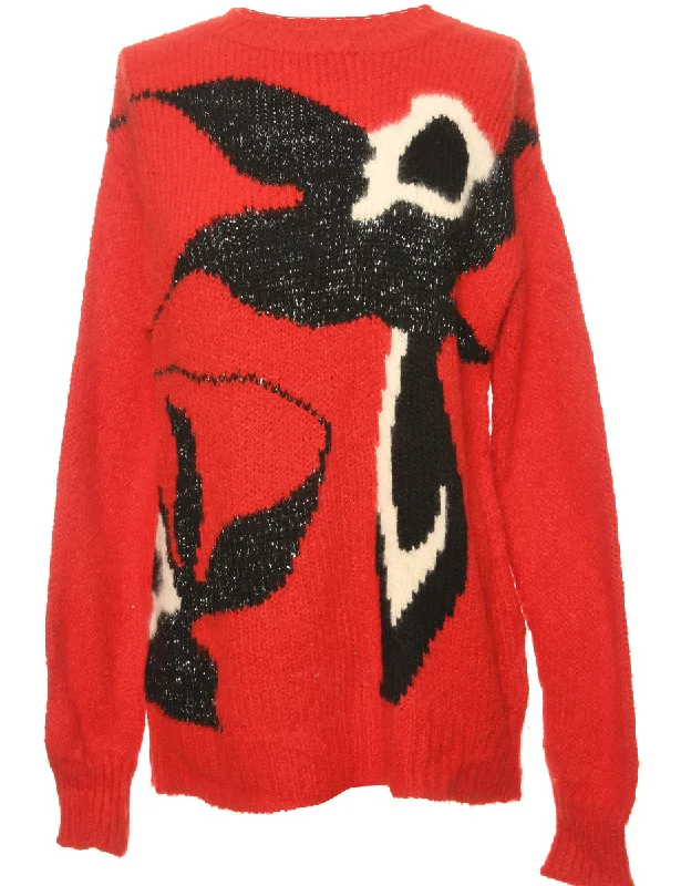 Patterned Red Jumper - M