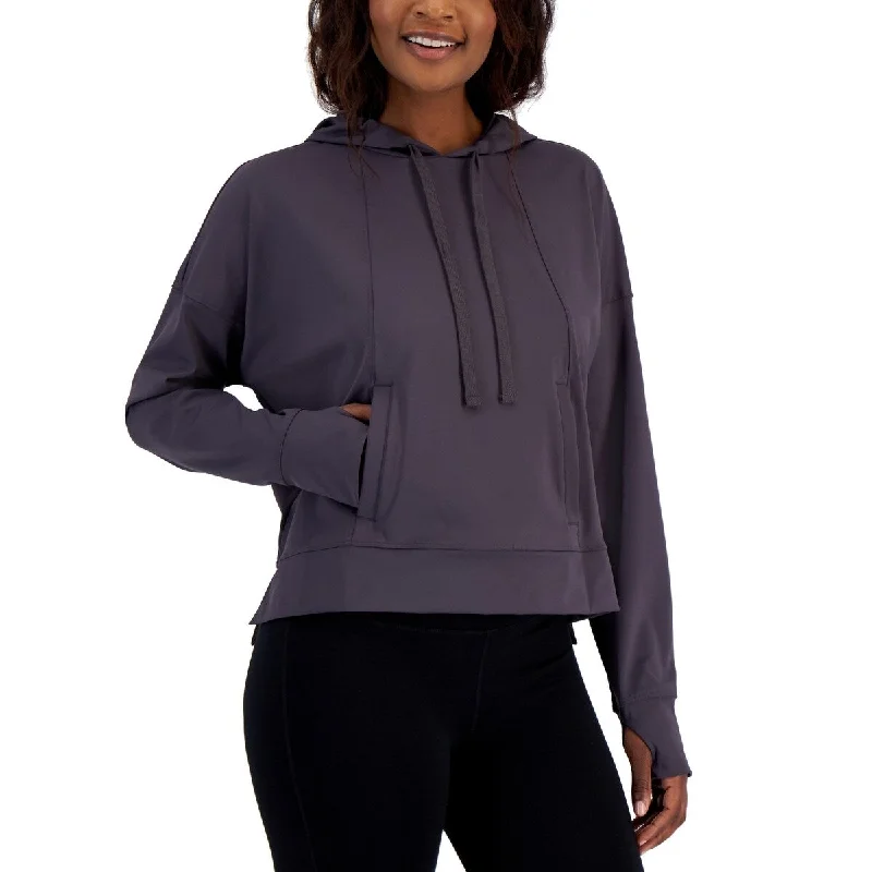 ID Ideology Women's Relaxed Solid Techy Hoodie Gray Size Small - S