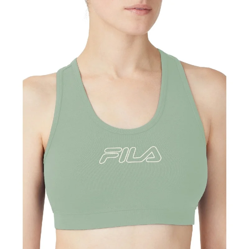 Fila Women's Bloom Logo Pullover Jersey Sports Bra Green Size 1X