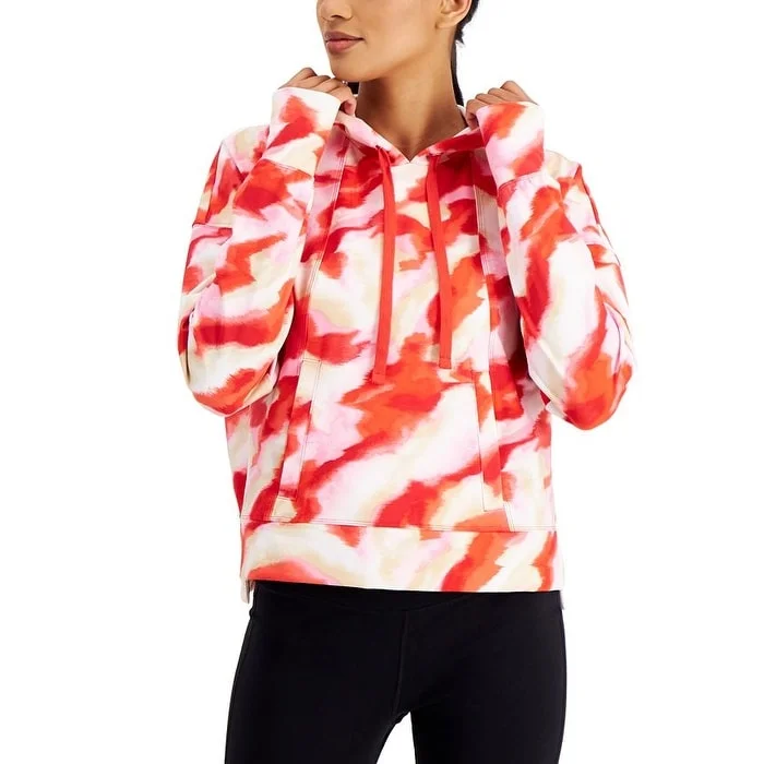 ID Ideology Women's Relaxed Twist Tech Printed Hoodie Red Size X-Small - XS